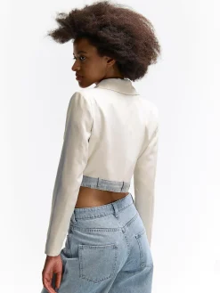 GATE Krótka kurtka z dżinsowymi detalami| Kurtki I Płaszcze·Żakiety