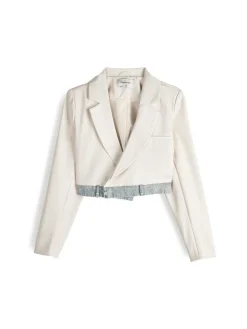 GATE Krótka kurtka z dżinsowymi detalami| Kurtki I Płaszcze·Żakiety