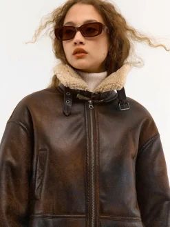 GATE Krótka kurtka z podszewką ze sztucznego futra| Kurtki I Płaszcze·Płaszcze