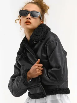 GATE Krótka kurtka z podszewką ze sztucznego futra| Kurtki I Płaszcze·Płaszcze