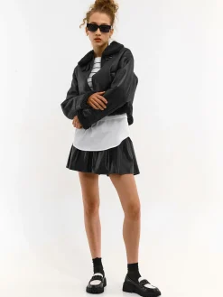 GATE Krótka kurtka z podszewką ze sztucznego futra| Kurtki I Płaszcze·Płaszcze