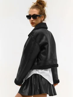 GATE Krótka kurtka z podszewką ze sztucznego futra| Kurtki I Płaszcze·Płaszcze