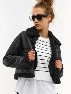 GATE Krótka kurtka z podszewką ze sztucznego futra| Kurtki I Płaszcze·Płaszcze