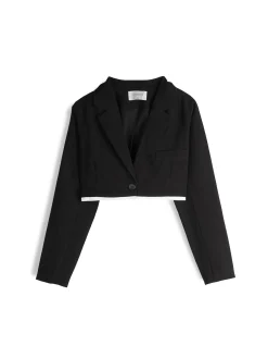 GATE Krótka marynarka z kontrastowym paskiem| Kurtki I Płaszcze·Żakiety