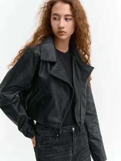 GATE Krótka skórzana kurtka| Kurtki I Płaszcze·Kurtki Przejściowe