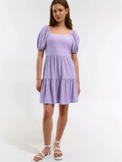 GATE Krótka sukienka z bufiastymi rękawami| Kategorie·Sukienki