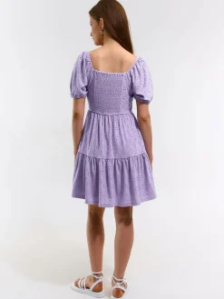 GATE Krótka sukienka z bufiastymi rękawami| Kategorie·Sukienki