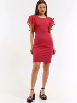 GATE Krótka sukienka z marszczonymi rękawami| Kategorie·Sukienki