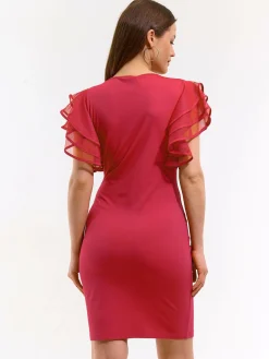 GATE Krótka sukienka z marszczonymi rękawami| Kategorie·Sukienki