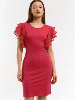 GATE Krótka sukienka z marszczonymi rękawami| Kategorie·Sukienki