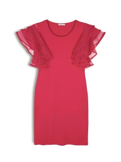 GATE Krótka sukienka z marszczonymi rękawami| Kategorie·Sukienki