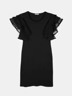 GATE Krótka sukienka z marszczonymi rękawami| Kategorie·Sukienki