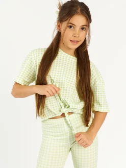 GATE Krótka wzorzysta koszulka z węzłem|Dzieci Dziewczynki·Ostatnie Sztuki Ubrania Dla Dziewczynek|Dziewczynki·Koszulki I Topy