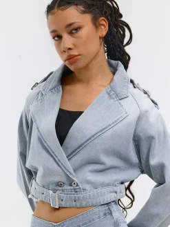 GATE Krótki dżinsowy trencz| Kurtki I Płaszcze·Płaszcze|Kurtki I Płaszcze·Trencz