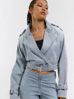 GATE Krótki dżinsowy trencz| Kurtki I Płaszcze·Płaszcze|Kurtki I Płaszcze·Trencz