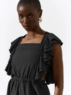 GATE Krótki kombinezon z falbanami| Spodnie·Kombinezon ☀️