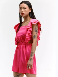 GATE Krótki kombinezon z falbanami| Spodnie·Kombinezon ☀️