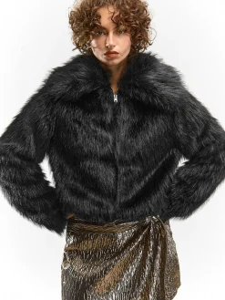 GATE Krótki płaszcz wykonany z imitacji futra| Kurtki I Płaszcze·Płaszcze