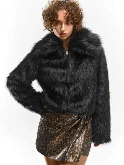 GATE Krótki płaszcz wykonany z imitacji futra| Kurtki I Płaszcze·Płaszcze