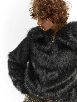 GATE Krótki płaszcz wykonany z imitacji futra| Kurtki I Płaszcze·Płaszcze