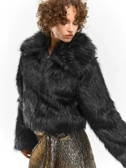 GATE Krótki płaszcz wykonany z imitacji futra| Kurtki I Płaszcze·Płaszcze