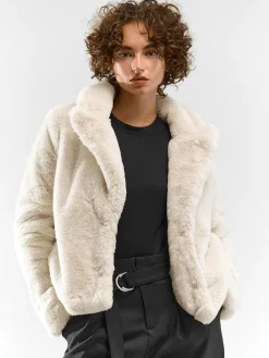 GATE Krótki płaszcz wykonany z imitacji futra| Kurtki I Płaszcze·Płaszcze