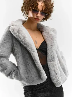 GATE Krótki płaszcz wykonany z imitacji futra| Kurtki I Płaszcze·Płaszcze