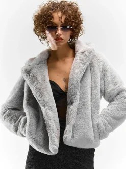 GATE Krótki płaszcz wykonany z imitacji futra| Kurtki I Płaszcze·Płaszcze