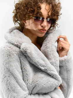 GATE Krótki płaszcz wykonany z imitacji futra| Kurtki I Płaszcze·Płaszcze