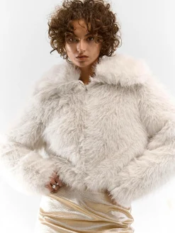 GATE Krótki płaszcz wykonany z imitacji futra| Kurtki I Płaszcze·Płaszcze