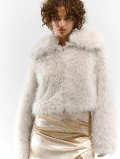 GATE Krótki płaszcz wykonany z imitacji futra| Kurtki I Płaszcze·Płaszcze