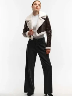 GATE Krótki płaszcz z podszewką ze sztucznego futra| Kurtki I Płaszcze·Płaszcze