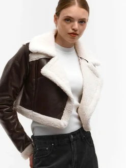 GATE Krótki płaszcz z podszewką ze sztucznego futra| Kurtki I Płaszcze·Płaszcze