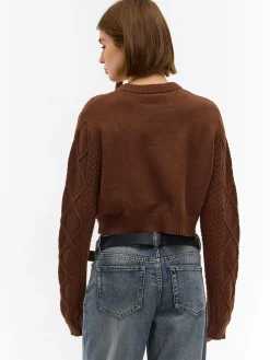 GATE Krótki sweterek z plecionym wzorem| Swetry I Bluzy·Swetry