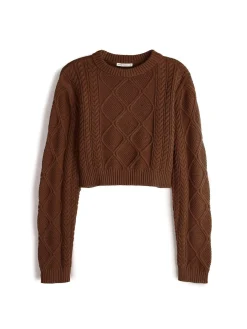 GATE Krótki sweterek z plecionym wzorem| Swetry I Bluzy·Swetry