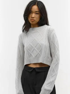 GATE Krótki sweterek z plecionym wzorem| Swetry I Bluzy·Swetry