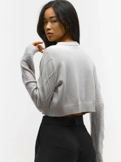 GATE Krótki sweterek z plecionym wzorem| Swetry I Bluzy·Swetry