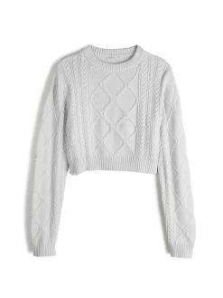 GATE Krótki sweterek z plecionym wzorem| Swetry I Bluzy·Swetry