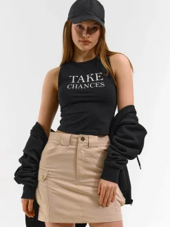 GATE Krótki top bez rękawów z nadrukiem| Koszulki I Topy·Podkoszulki ☀️