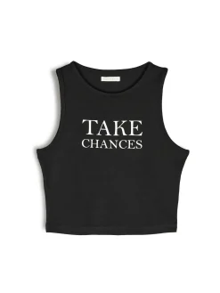 GATE Krótki top bez rękawów z nadrukiem| Koszulki I Topy·Podkoszulki ☀️