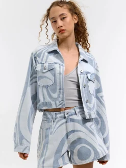 GATE Kurtka dżinsowa z nadrukiem| Kurtki I Płaszcze·Kurtki Przejściowe