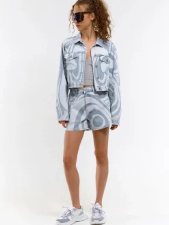 GATE Kurtka dżinsowa z nadrukiem| Kurtki I Płaszcze·Kurtki Przejściowe