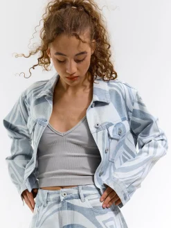 GATE Kurtka dżinsowa z nadrukiem| Kurtki I Płaszcze·Kurtki Przejściowe