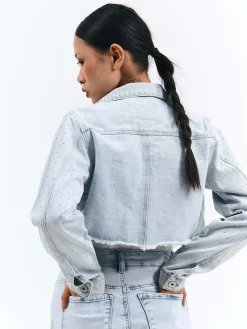 GATE Kurtka jeansowa z kryształkami| Kurtki I Płaszcze·Kurtki Przejściowe