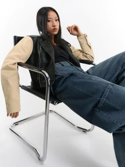 GATE Kurtka motocyklowa ze skóry kombinowanej| Kurtki I Płaszcze·Kurtki Przejściowe