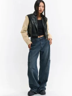 GATE Kurtka motocyklowa ze skóry kombinowanej| Kurtki I Płaszcze·Kurtki Przejściowe