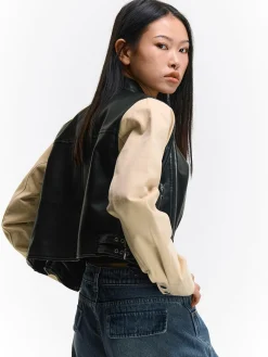 GATE Kurtka motocyklowa ze skóry kombinowanej| Kurtki I Płaszcze·Kurtki Przejściowe