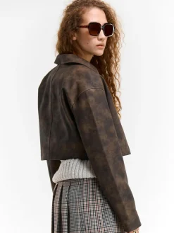 GATE Kurtka skórzana z efektem acid wash| Kurtki I Płaszcze·Kurtki Przejściowe