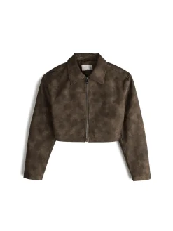 GATE Kurtka skórzana z efektem acid wash| Kurtki I Płaszcze·Kurtki Przejściowe