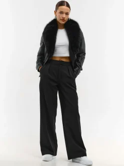 GATE Kurtka skórzana z odpinanym sztucznym futerkiem| Kurtki I Płaszcze·Kurtki Przejściowe